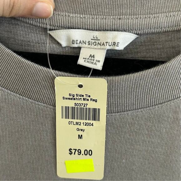 L.L. Bean Signature Side Tie Short Sleeve Tunic Top NWT Women's Sz M Gray Cotton - Picture 3 of 6